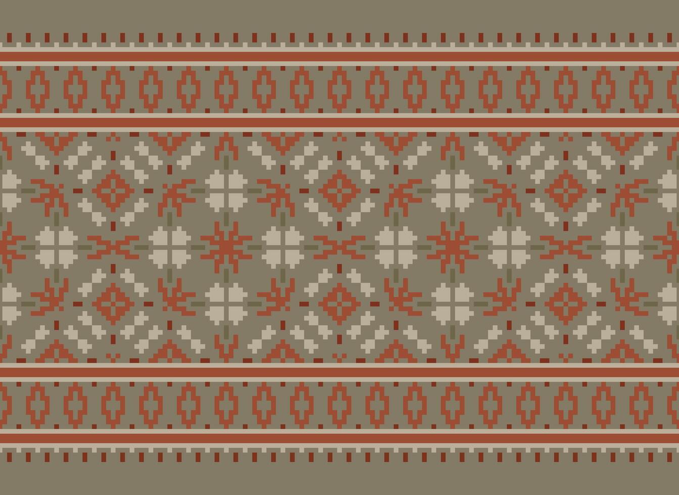 traverser point modèle avec floral conceptions. traditionnel traverser point travaux d'aiguille. géométrique ethnique modèle, broderie, textile ornementation, tissu, main cousu modèle, culturel piqûre pixel art. vecteur