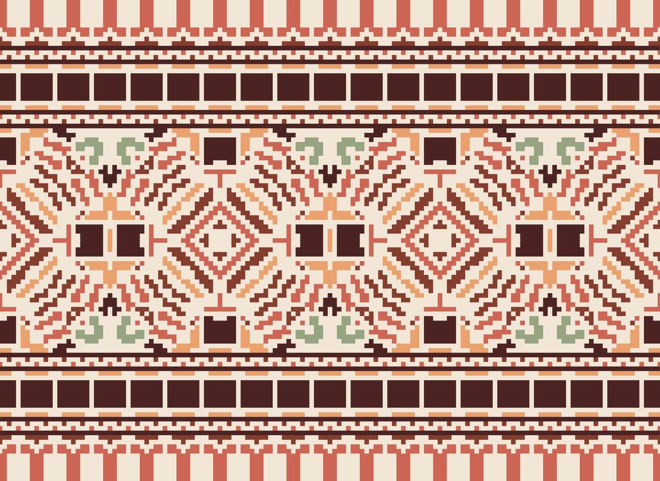 traverser point frontière. broderie traverser point. ethnique motifs. géométrique ethnique Indien modèle. originaire de ethnique motif.texture textile en tissu Vêtements tricots imprimer. pixel horizontal sans couture vecteur. vecteur