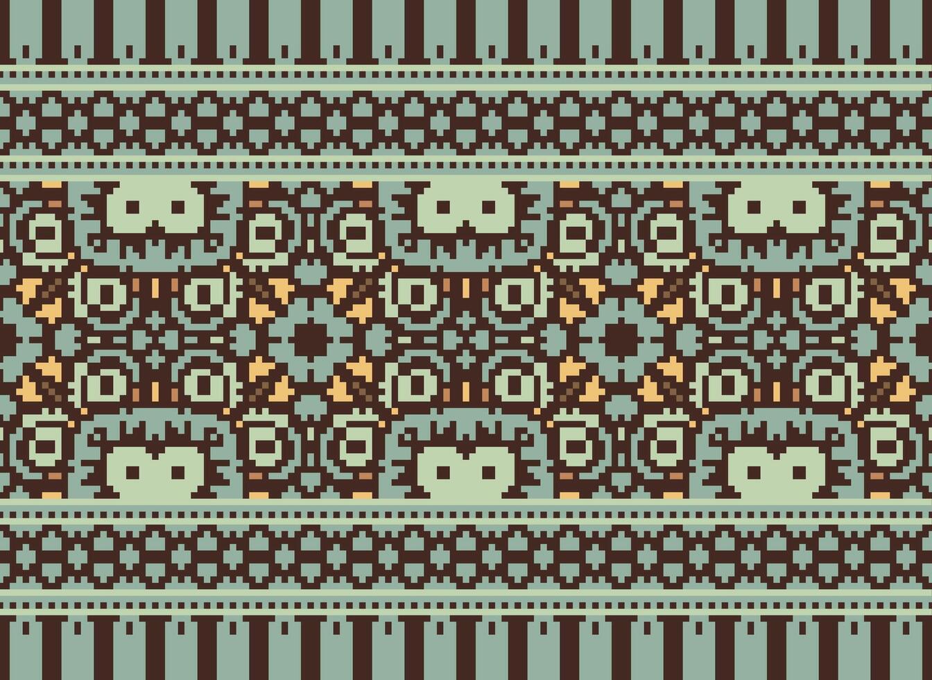 traverser point frontière. broderie traverser point. ethnique motifs. géométrique ethnique Indien modèle. originaire de ethnique motif.texture textile en tissu Vêtements tricots imprimer. pixel horizontal sans couture vecteur. vecteur