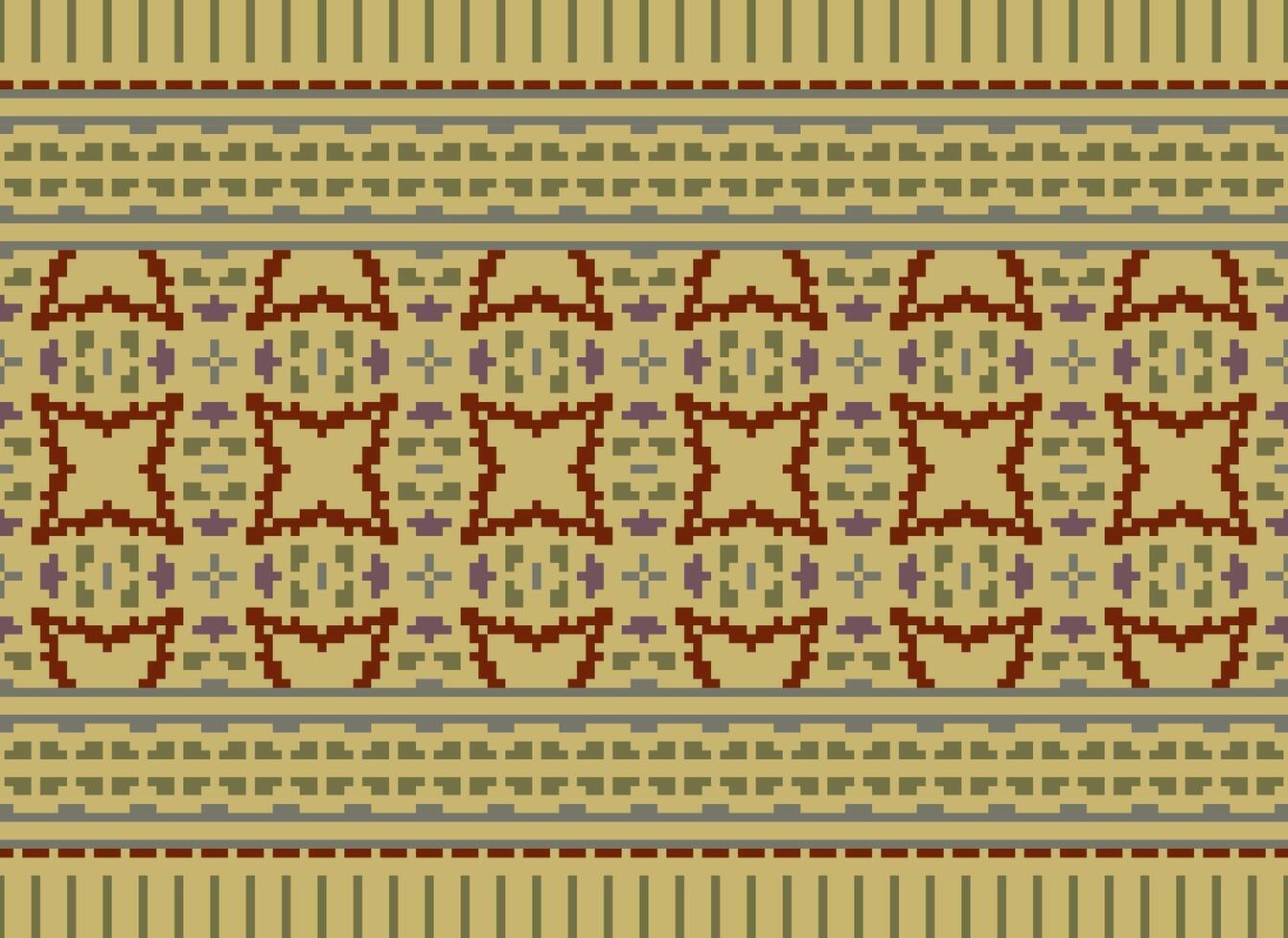 pixel traverser point modèle avec floral conceptions. traditionnel traverser point travaux d'aiguille. géométrique ethnique modèle, broderie, textile ornementation, tissu, main cousu modèle, pixel art. vecteur