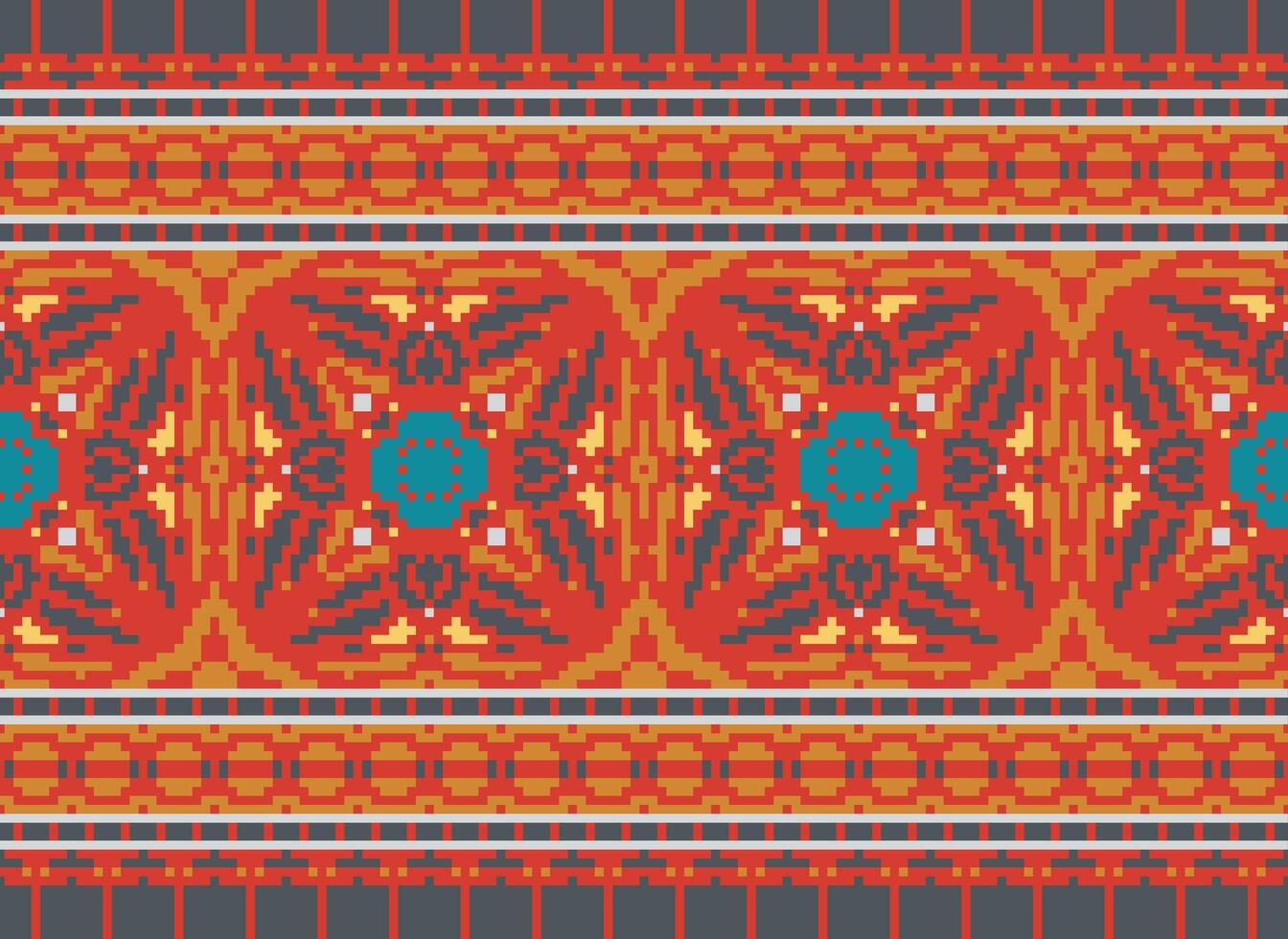 traverser point frontière. broderie traverser point. ethnique motifs. géométrique ethnique Indien modèle. originaire de ethnique motif.texture textile en tissu Vêtements tricots imprimer. pixel horizontal sans couture vecteur. vecteur