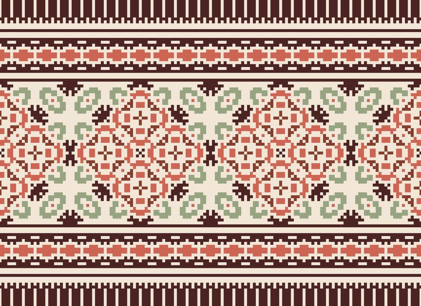 pixel ethnique modèle vecteur Contexte. sans couture modèle traditionnel, conception pour arrière-plan, fond d'écran, batique, tissu, tapis, vêtements, emballage, et textile.ethnique modèle vecteur illustration.