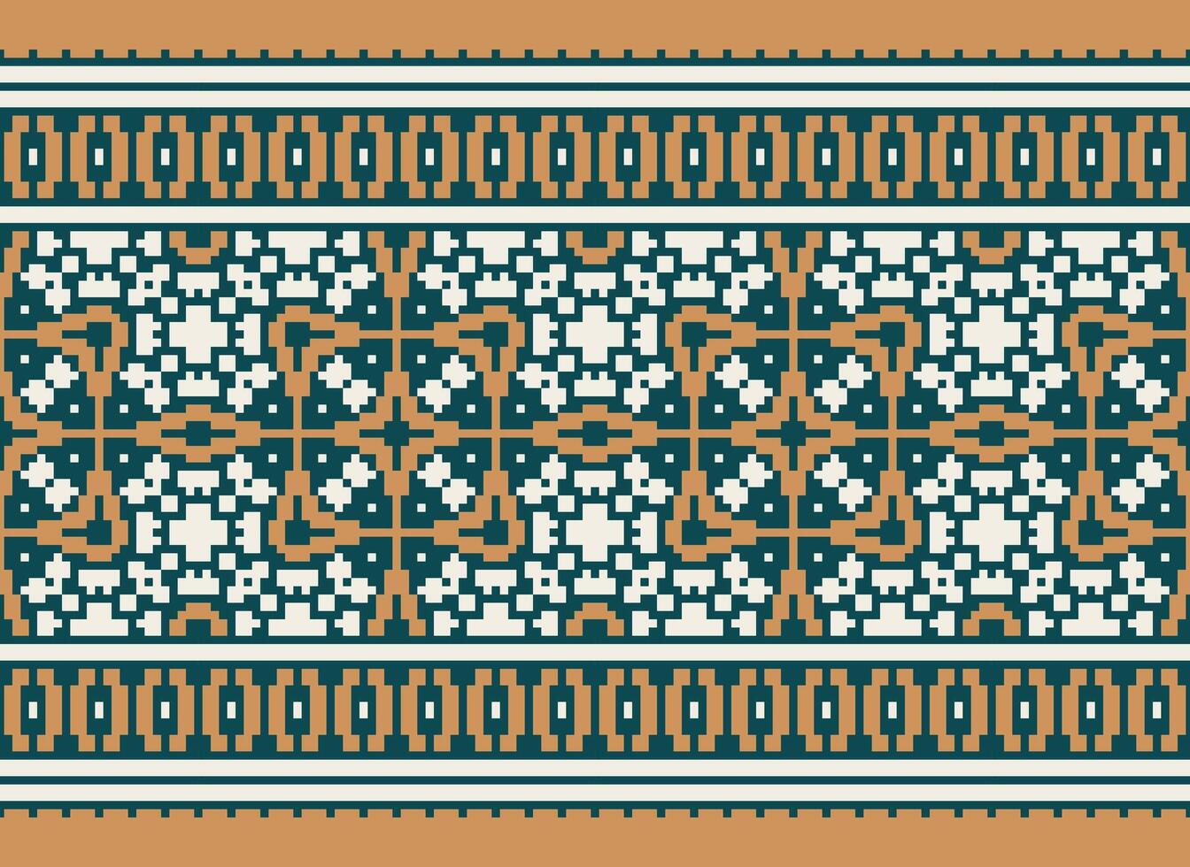 traverser point modèle avec floral conceptions. traditionnel traverser point travaux d'aiguille. géométrique ethnique modèle, broderie, textile ornementation, tissu, main cousu modèle, culturel piqûre pixel art. vecteur