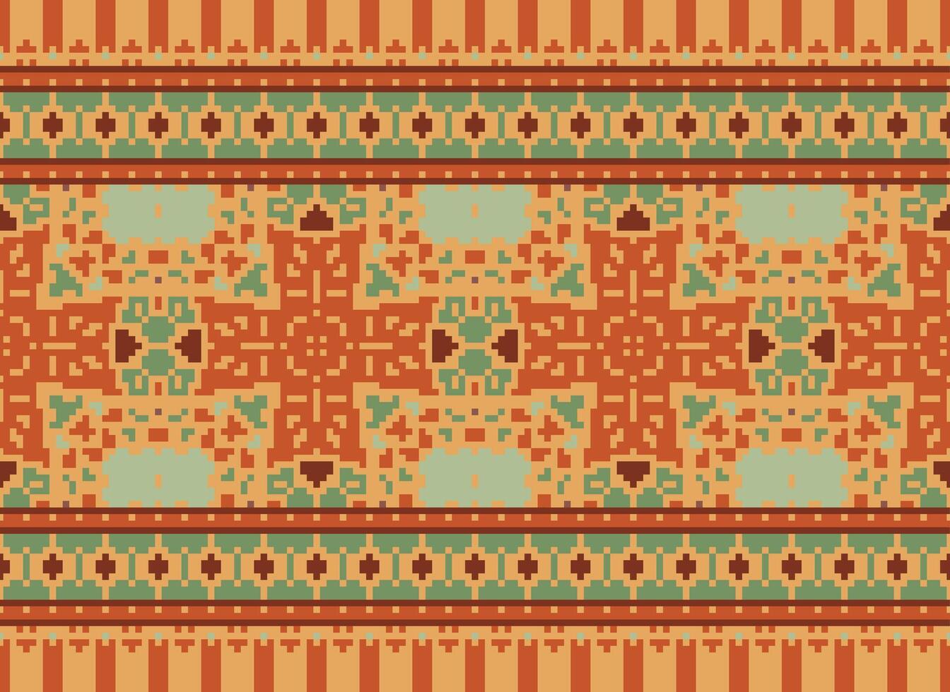 traverser point frontière. broderie traverser point. ethnique motifs. géométrique ethnique Indien modèle. originaire de ethnique motif.texture textile en tissu Vêtements tricots imprimer. pixel horizontal sans couture vecteur. vecteur