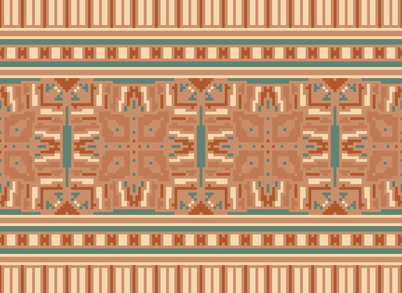 traverser point frontière. broderie traverser point. ethnique motifs. géométrique ethnique Indien modèle. originaire de ethnique motif.texture textile en tissu Vêtements tricots imprimer. pixel horizontal sans couture vecteur. vecteur