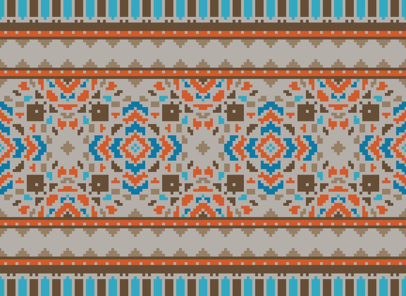 traverser point modèle avec floral conceptions. traditionnel traverser point travaux d'aiguille. géométrique ethnique modèle, broderie, textile ornementation, tissu, main cousu modèle, culturel piqûre pixel art. vecteur