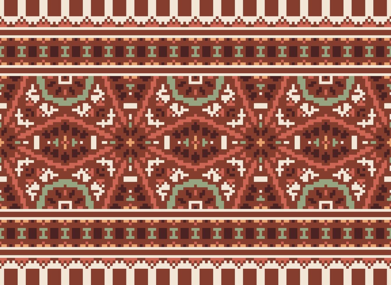 traverser point frontière. broderie traverser point. ethnique motifs. géométrique ethnique Indien modèle. originaire de ethnique motif.texture textile en tissu Vêtements tricots imprimer. pixel horizontal sans couture vecteur. vecteur