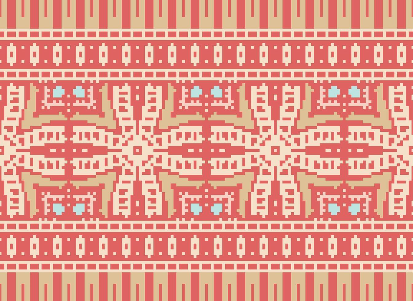 traverser point frontière. broderie traverser point. ethnique motifs. géométrique ethnique Indien modèle. originaire de ethnique motif.texture textile en tissu Vêtements tricots imprimer. pixel horizontal sans couture vecteur. vecteur