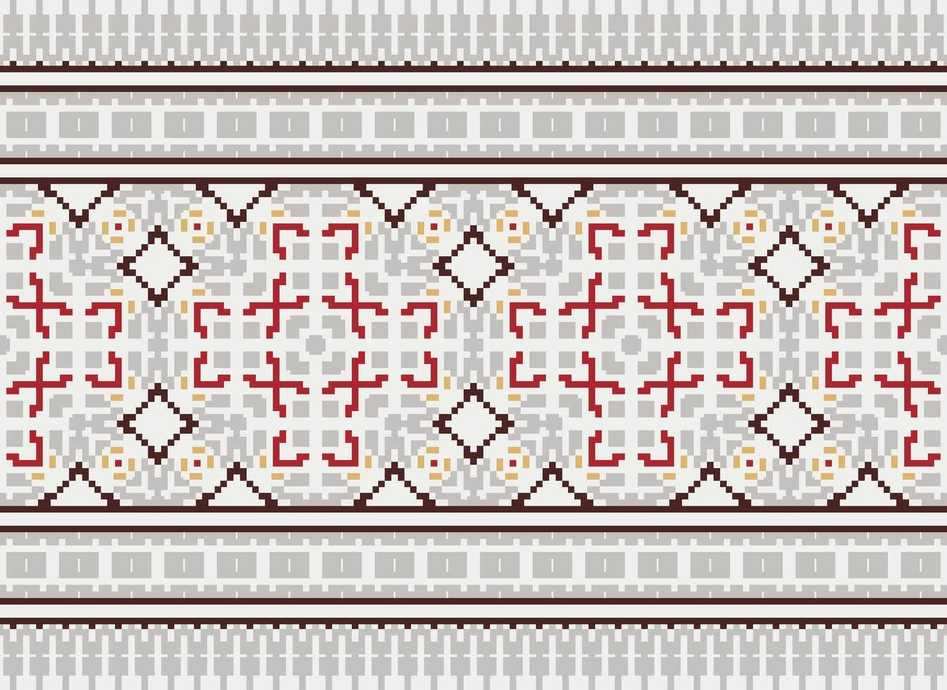 pixel traverser point modèle avec floral conceptions. traditionnel traverser point travaux d'aiguille. géométrique ethnique modèle, broderie, textile ornementation, tissu, main cousu modèle, culturel piqûre vecteur