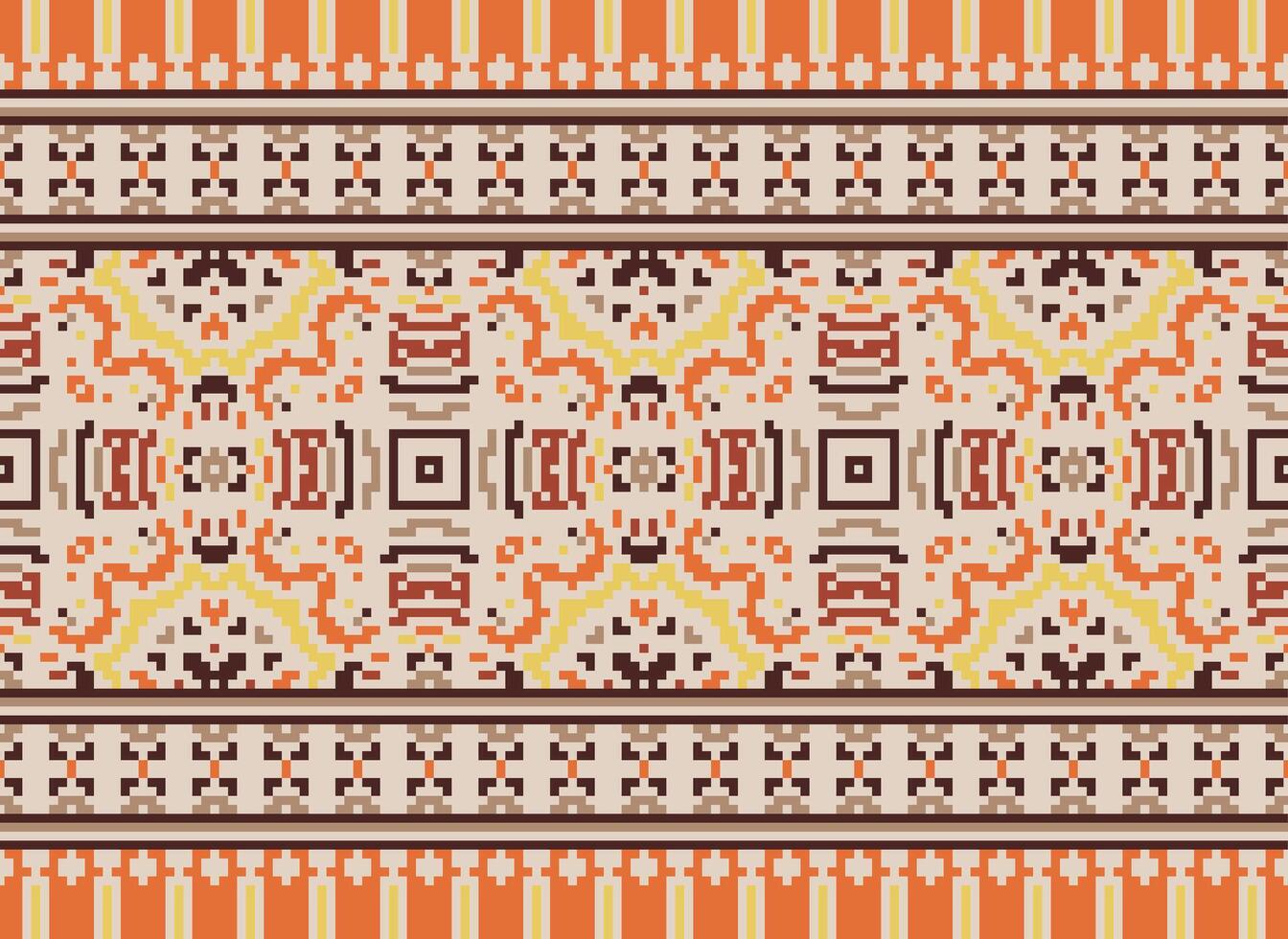 traverser point frontière. broderie traverser point. ethnique motifs. géométrique ethnique Indien modèle. originaire de ethnique motif.texture textile en tissu Vêtements tricots imprimer. pixel horizontal sans couture vecteur. vecteur