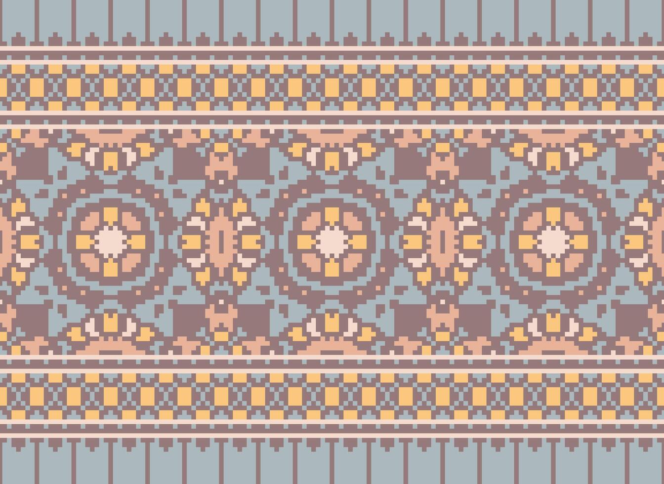 pixel ethnique modèle vecteur Contexte. sans couture modèle traditionnel, conception pour arrière-plan, fond d'écran, batique, tissu, tapis, vêtements, emballage, et textile.ethnique modèle vecteur illustration.