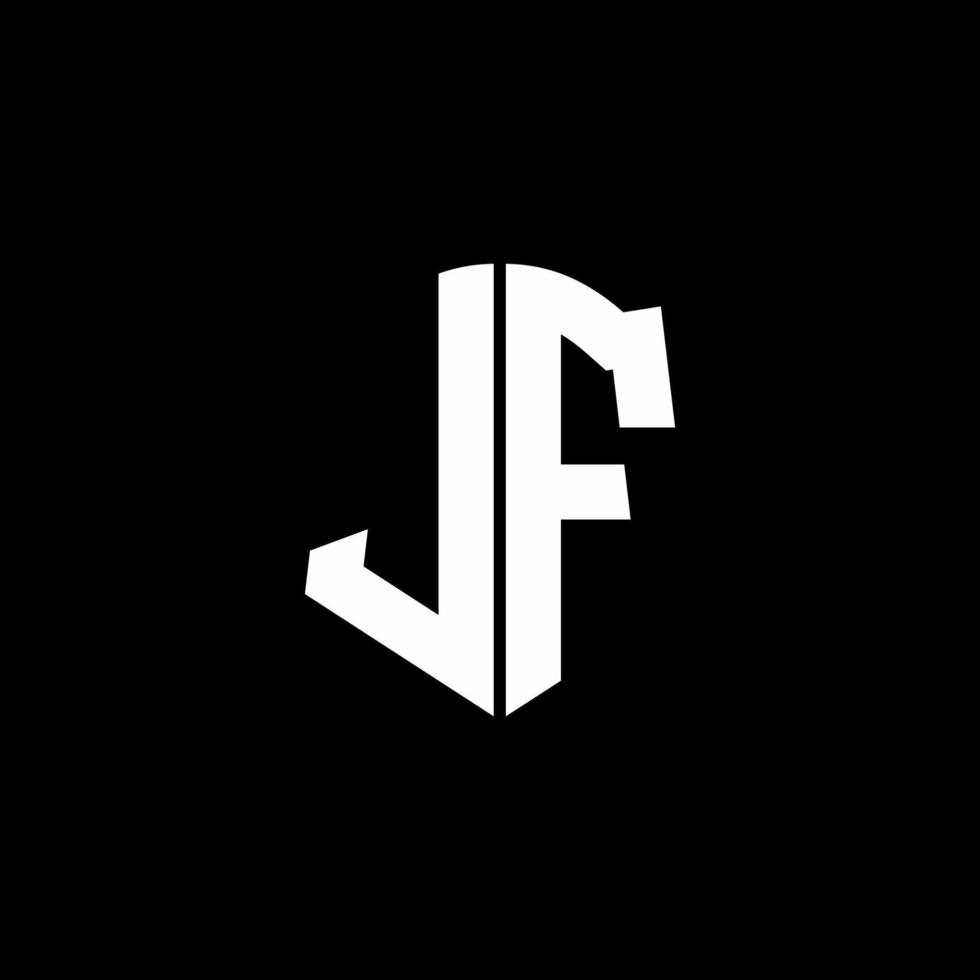 Ruban de logo de lettre monogramme jf avec style de bouclier isolé sur fond noir vecteur