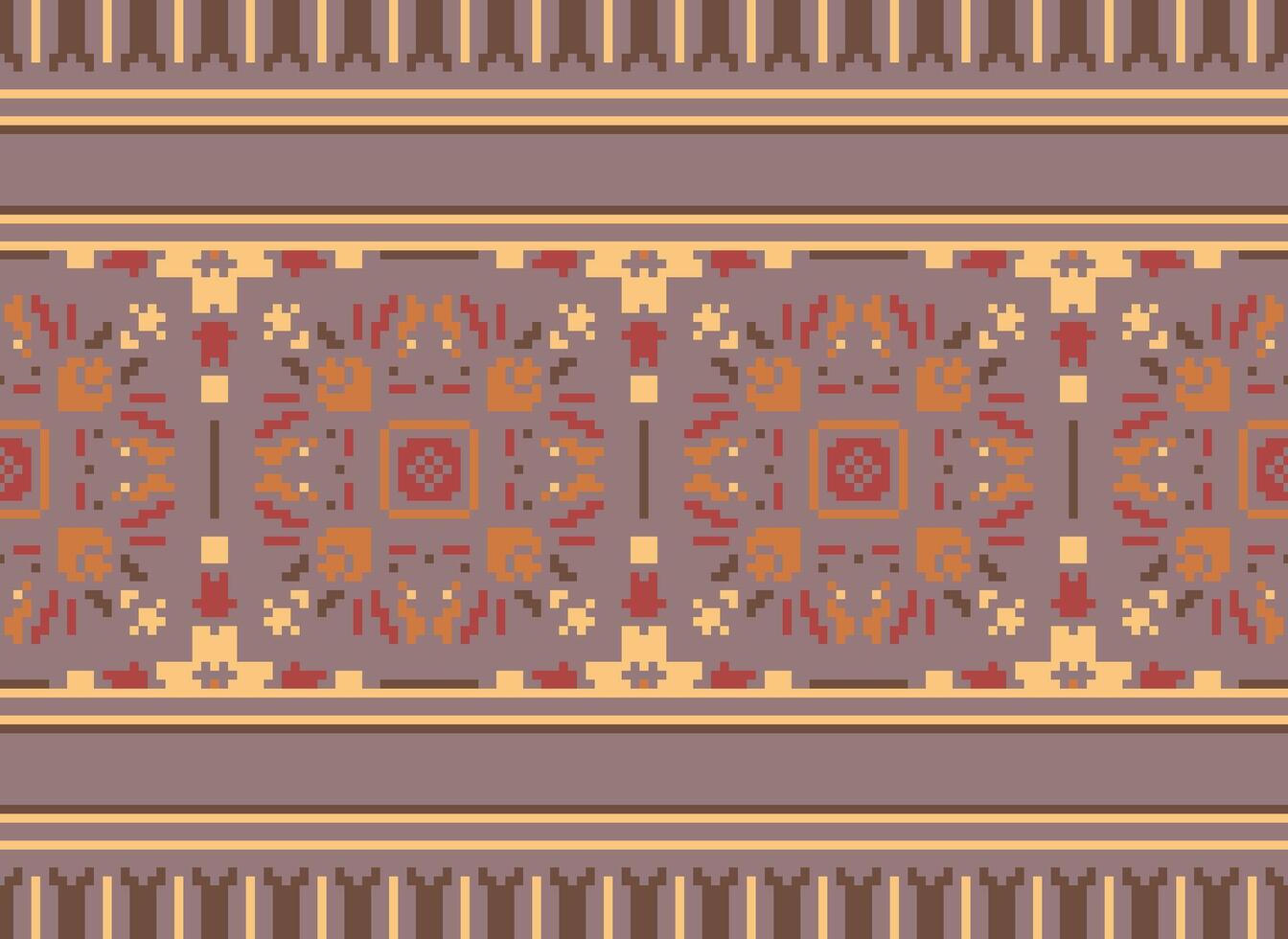 africain ikat pixel floral paisley broderie Contexte. géométrique ethnique Oriental modèle traditionnel.aztèque style abstrait vecteur illustration.design pour texture, tissu, vêtements, emballage, tapis.