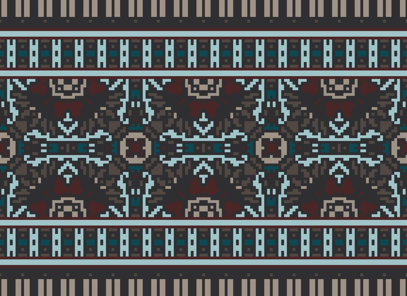 pixel ethnique modèle vecteur Contexte. sans couture modèle traditionnel, conception pour arrière-plan, fond d'écran, batique, tissu, tapis, vêtements, emballage, et textile.ethnique modèle vecteur illustration.