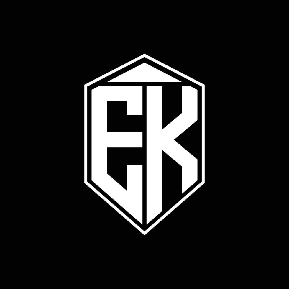 monogramme du logo ek avec combinaison de forme d'emblème tringle sur le modèle de conception supérieur vecteur