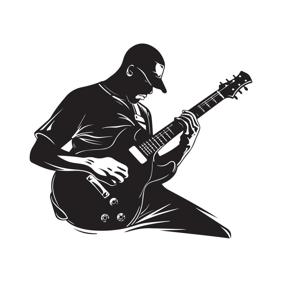 silhouette musicien pièces le guitare vecteur illustration