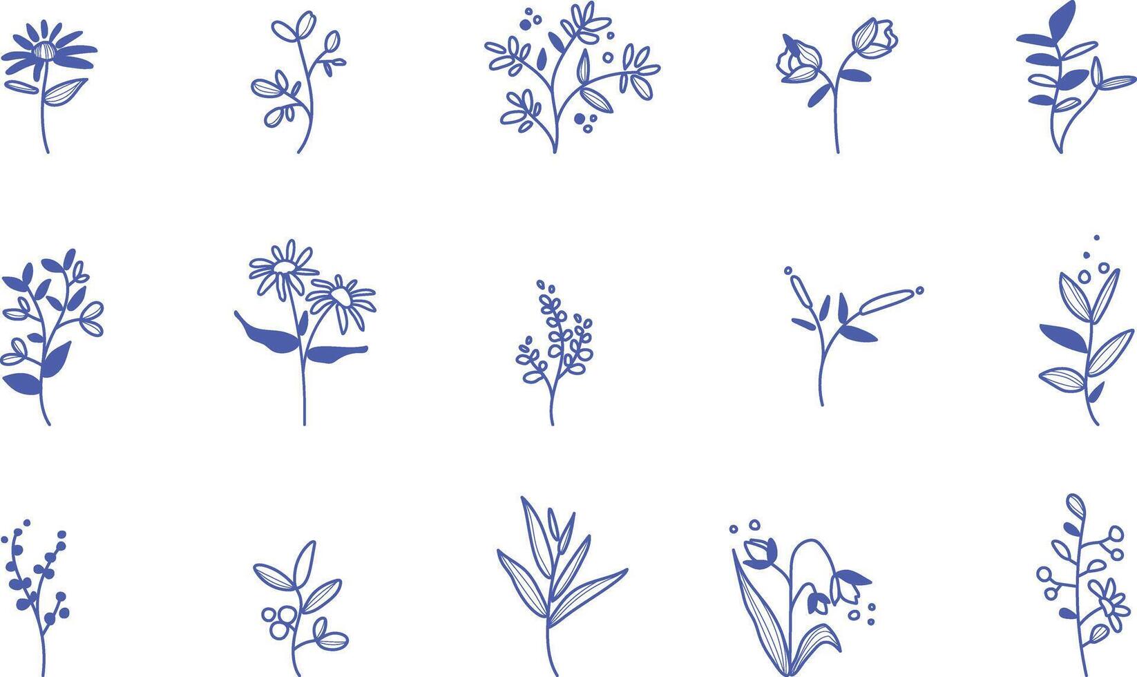 collection de vecteurs de fleurs sauvages. herbes, plantes herbacées à fleurs, fleurs épanouies, sous-arbustes isolés sur fond blanc. illustration vectorielle botanique détaillée dessinée à la main. vecteur