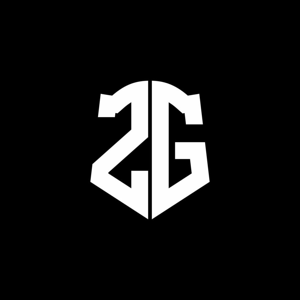 Ruban de logo de lettre monogramme zg avec style de bouclier isolé sur fond noir vecteur