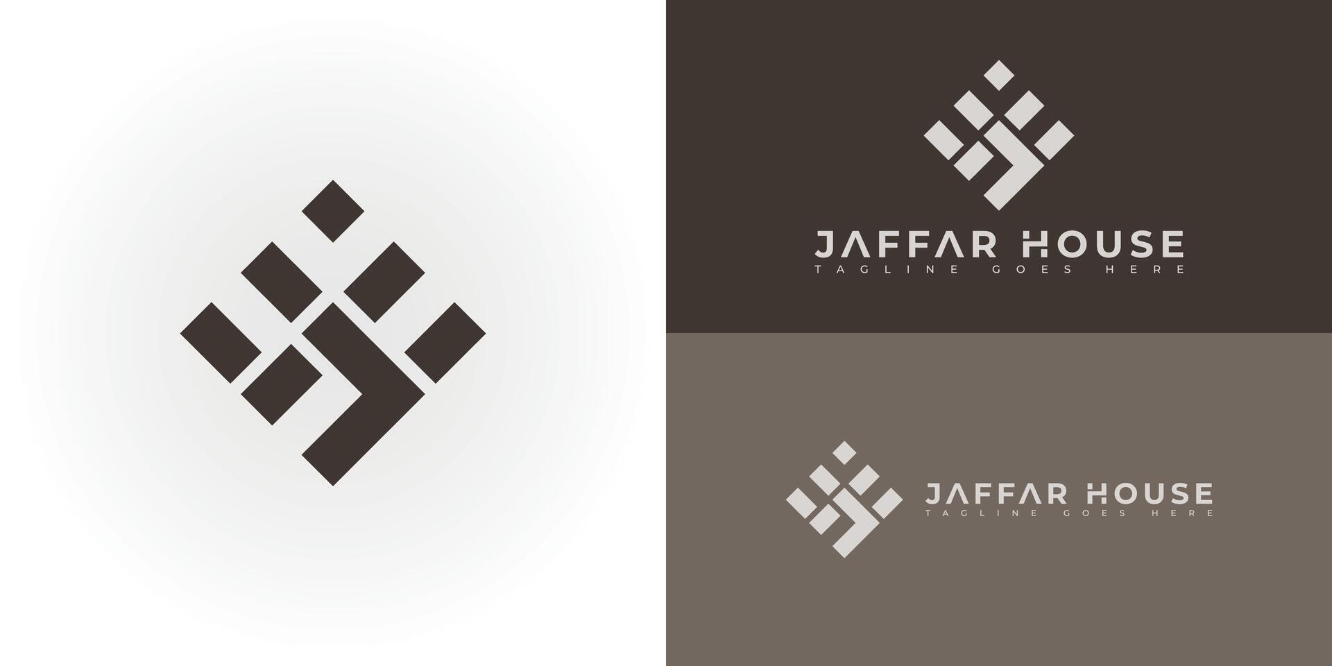 abstrait initiale carré lettre jh ou hj logo dans marron Couleur isolé sur plusieurs Contexte couleurs. le logo est adapté pour réel biens et propriété affaires logo icône conception inspiration modèles. vecteur