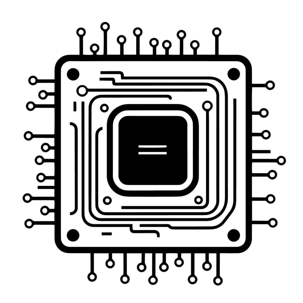 futuriste ordinateur puce circuit planche contour icône dans vecteur format.