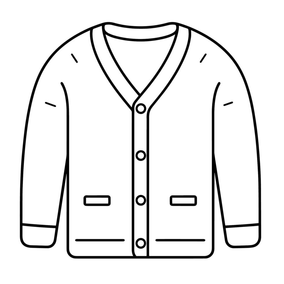 minimaliste vecteur contour de une cardigan icône pour polyvalent utiliser.