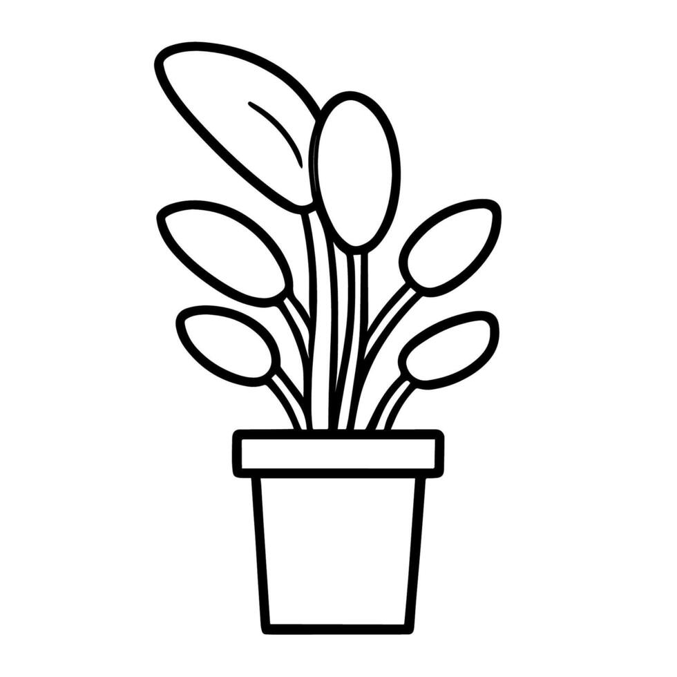 élégant plante pot contour icône dans vecteur format pour botanique conceptions.