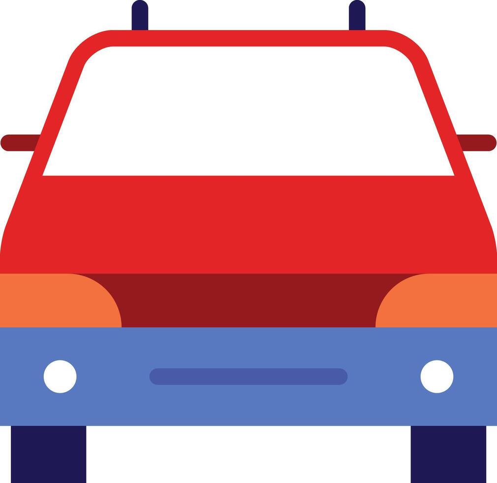 une rouge voiture avec bleu et Orange lumières sur le de face vecteur