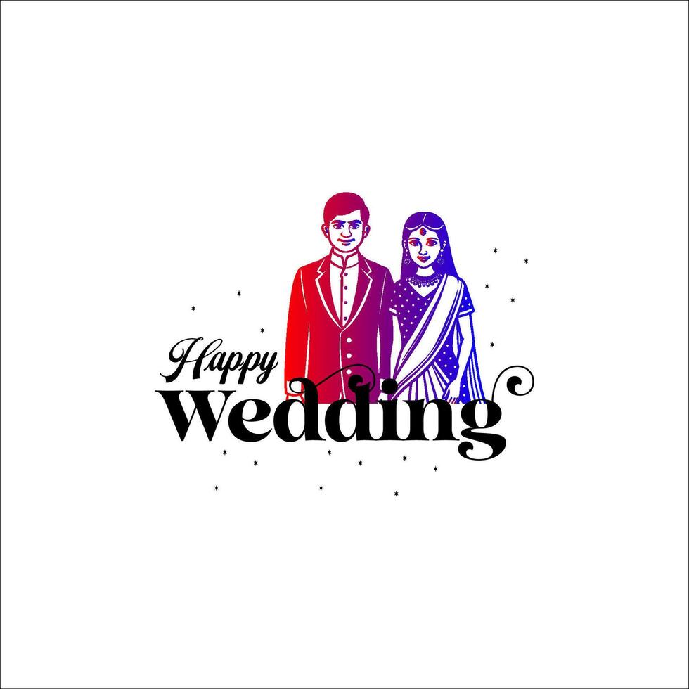 Indien mariage anniversaire salutations sur blanc Contexte. vecteur illustration