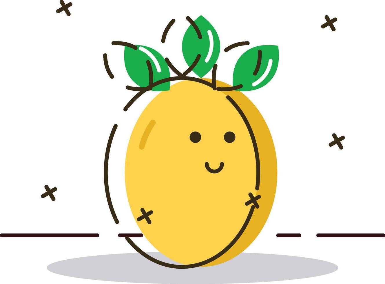 une dessin animé citron avec une smiley visage vecteur