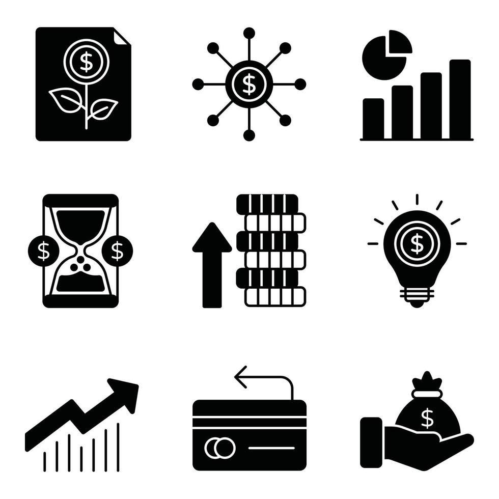 jeu d'icônes de glyphe d'investissement vecteur