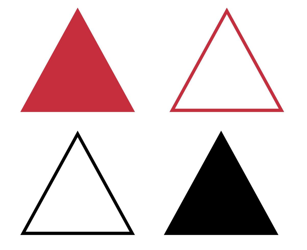 triangle rouge et noir dans la conception graphique de l'icône de symboles de jeu de fond blanc vecteur