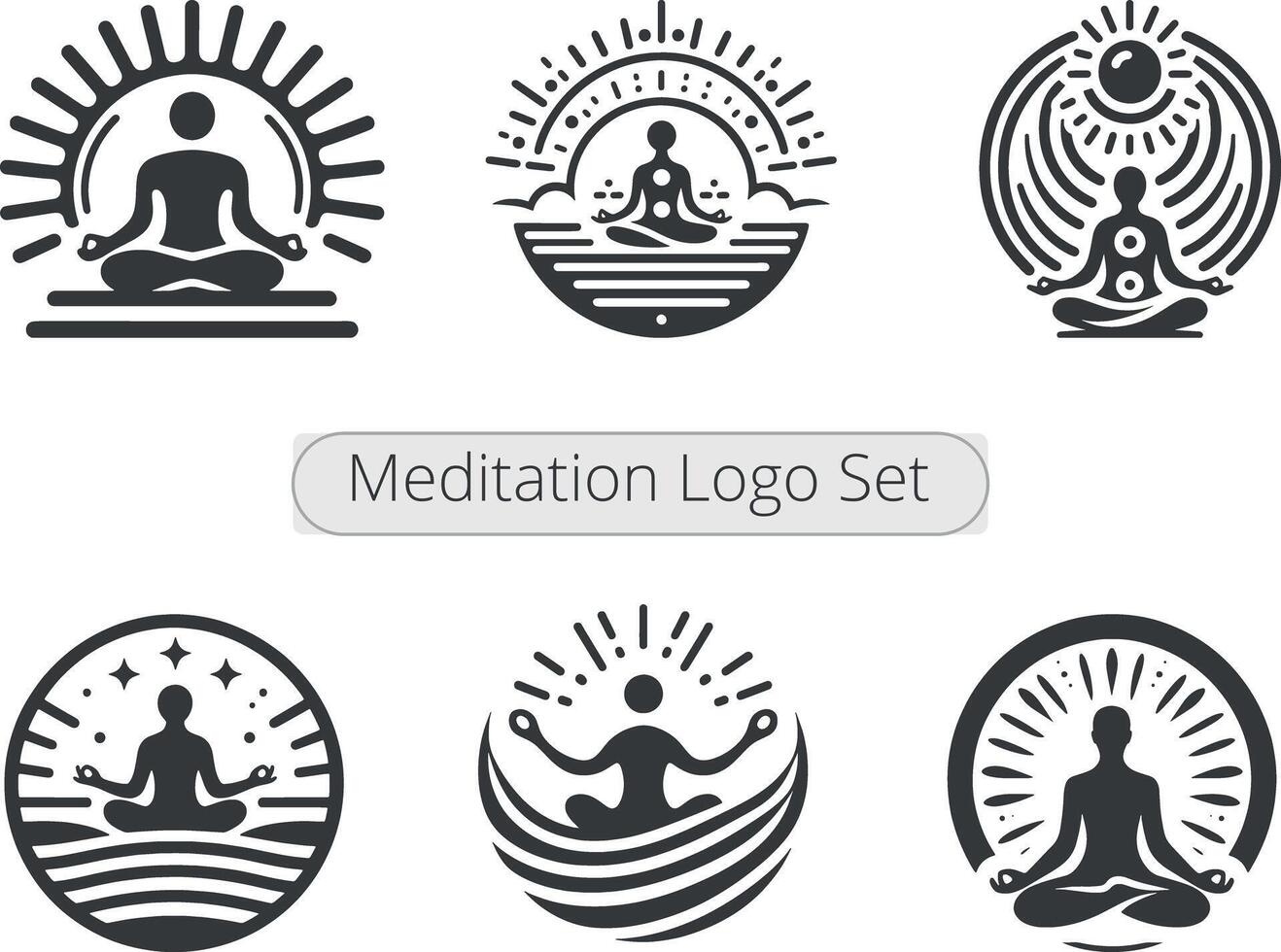 ai généré ensemble de Icônes pour yoga et méditation, yoga et méditation logo vecteur icône silhouette clipart