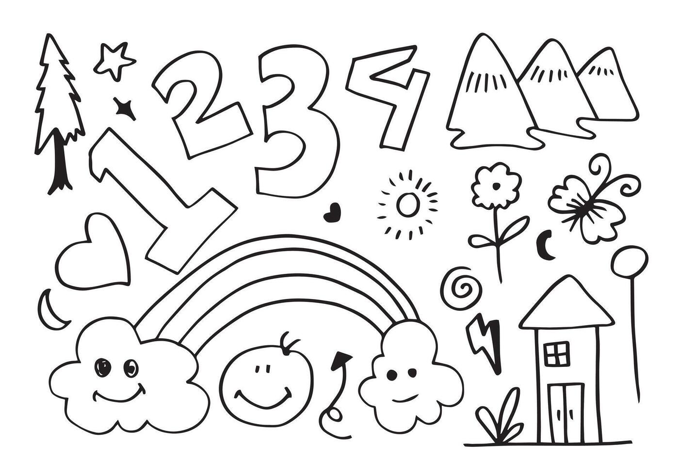 doodle mignon dessiné à la main sur fond blanc. doodle design elements.doodle kids pour la décoration et la page de coloriage. vecteur