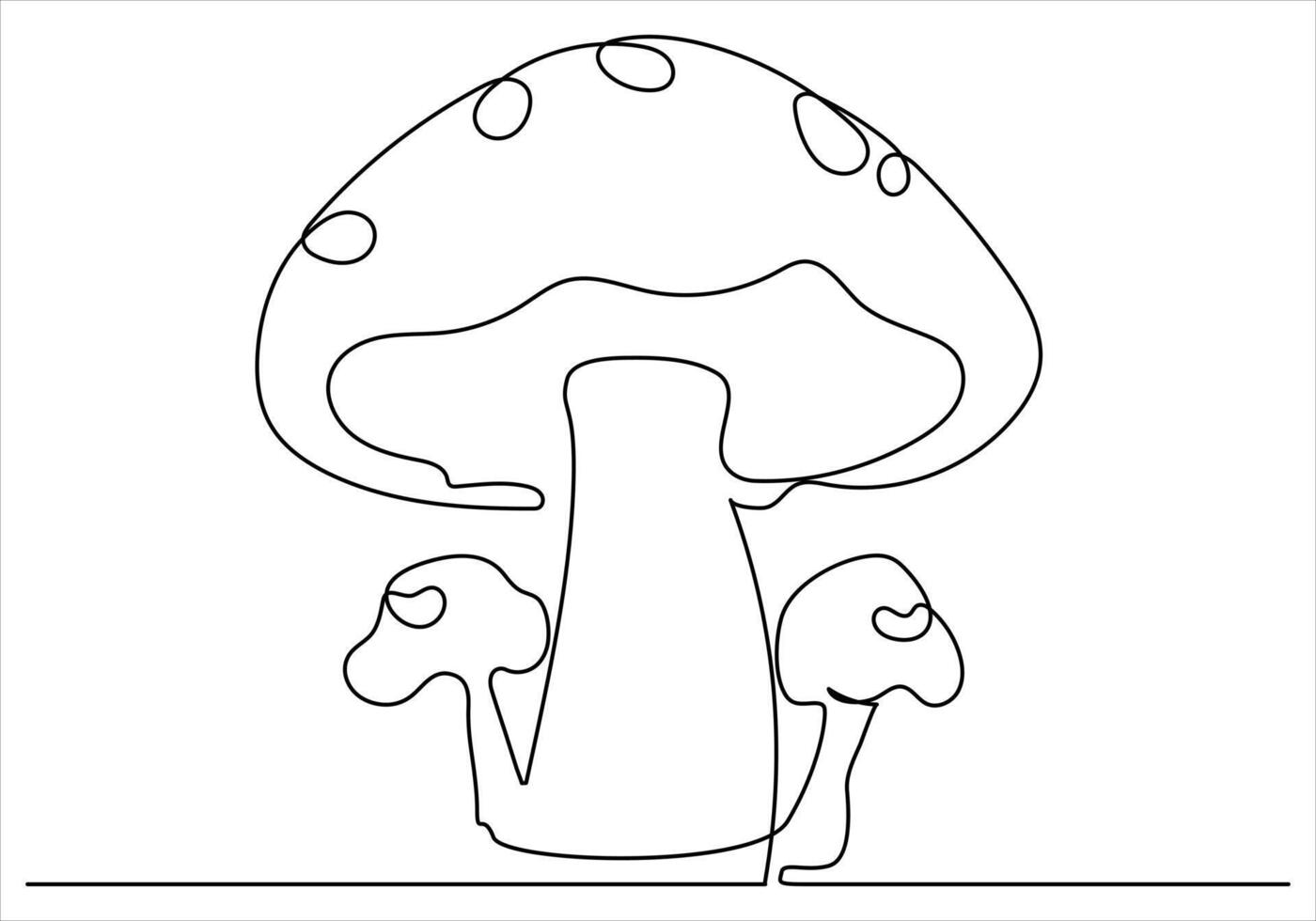 continu un ligne dessin de champignon en dehors ligne vecteur art illustration