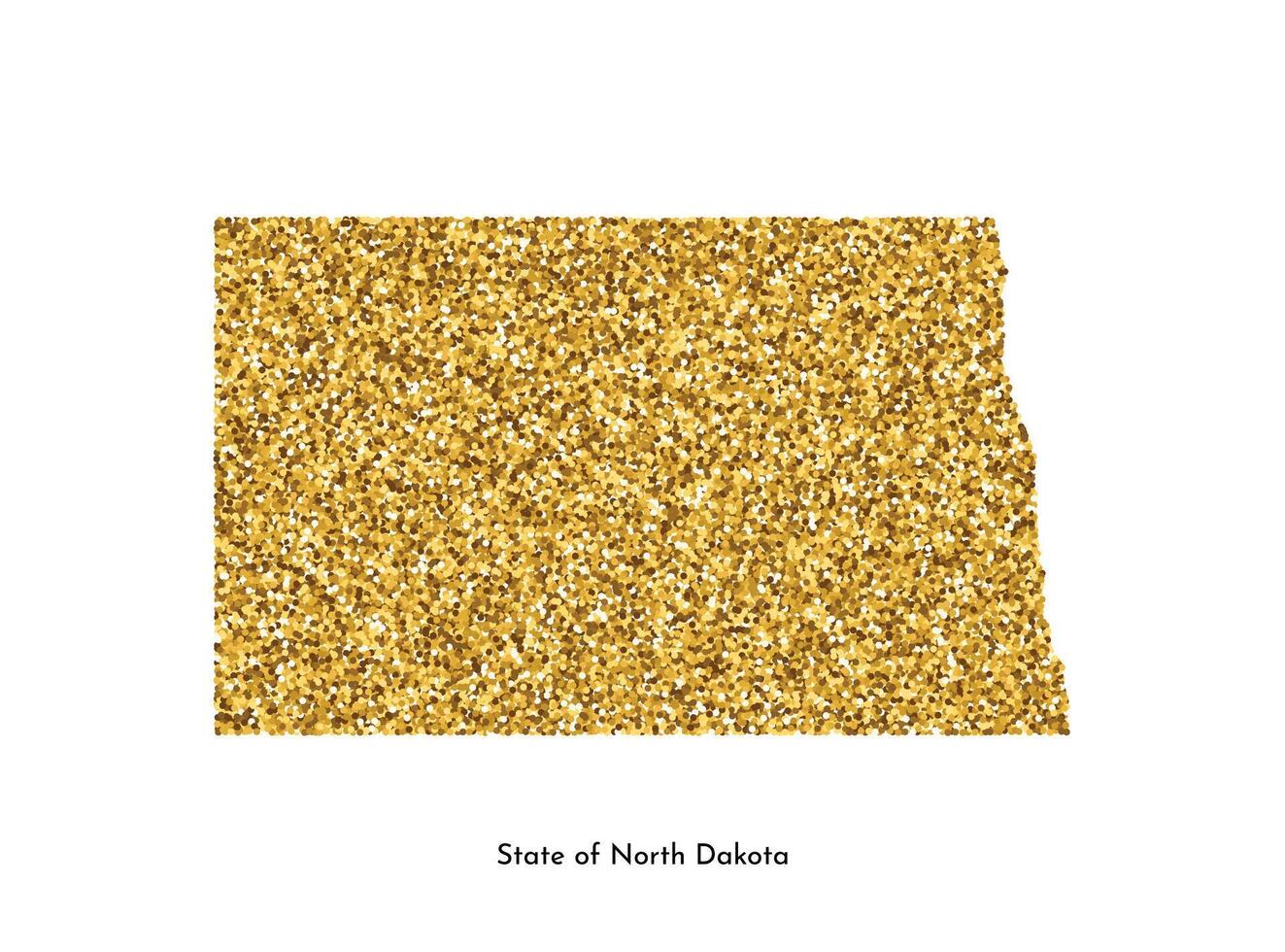 vecteur isolé illustration avec simplifié carte de Etat de Nord Dakota, Etats-Unis. brillant or briller texture. décoration modèle.