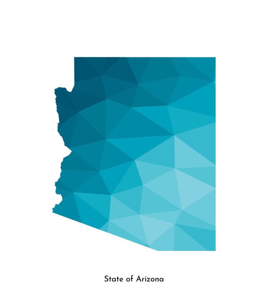 vecteur isolé illustration icône avec simplifié bleu carte silhouette de Etat de Arizona, Etats-Unis. polygonal géométrique style. blanc Contexte.