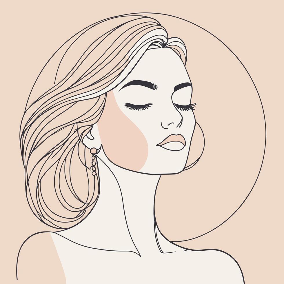 femme ligne art portrait illustration vecteur conception