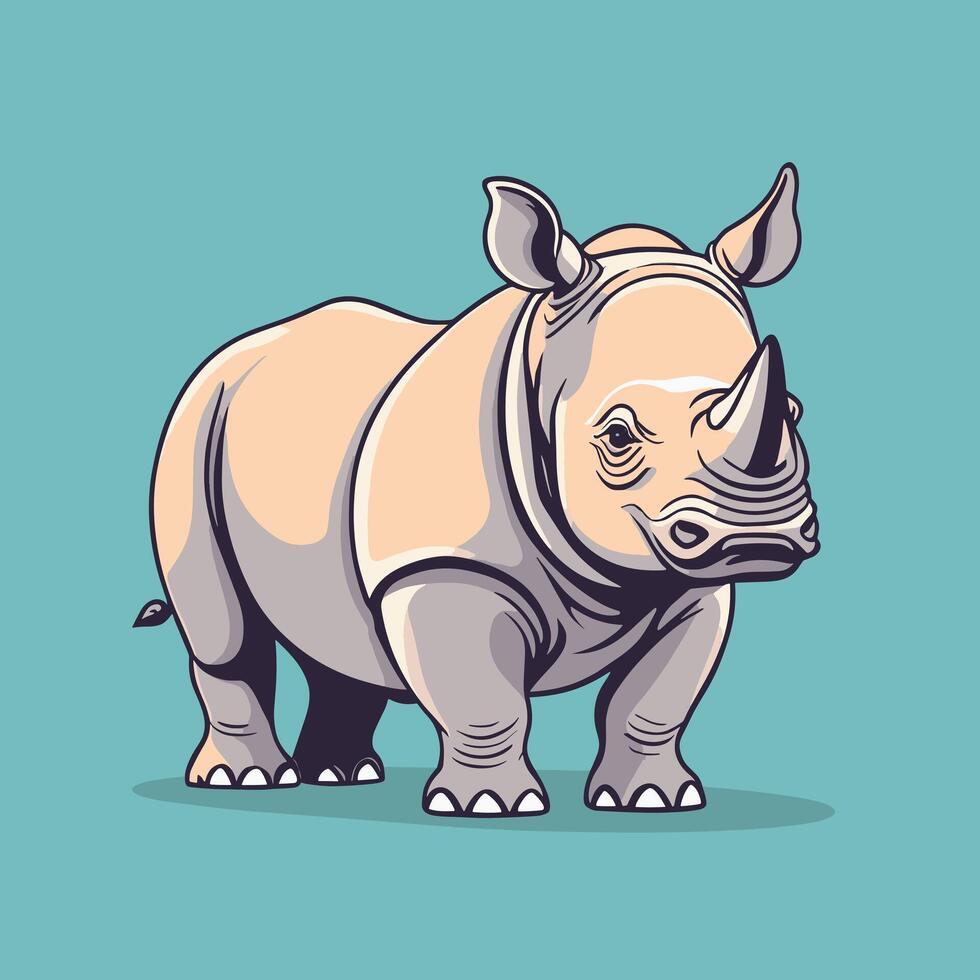 ai généré rhinocéros dessin animé illustration agrafe art vecteur conception