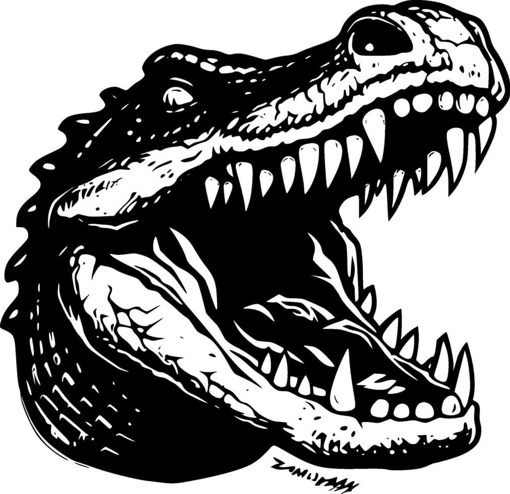 alligator - noir et blanc isolé icône - vecteur illustration