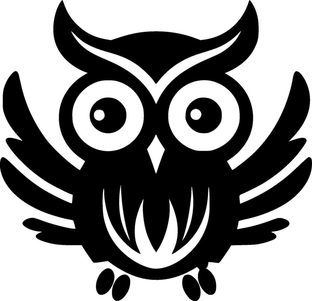 hibou bébé, noir et blanc vecteur illustration