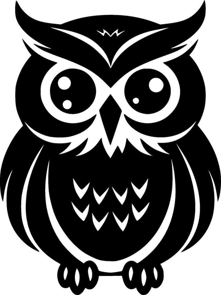 hibou bébé, noir et blanc vecteur illustration