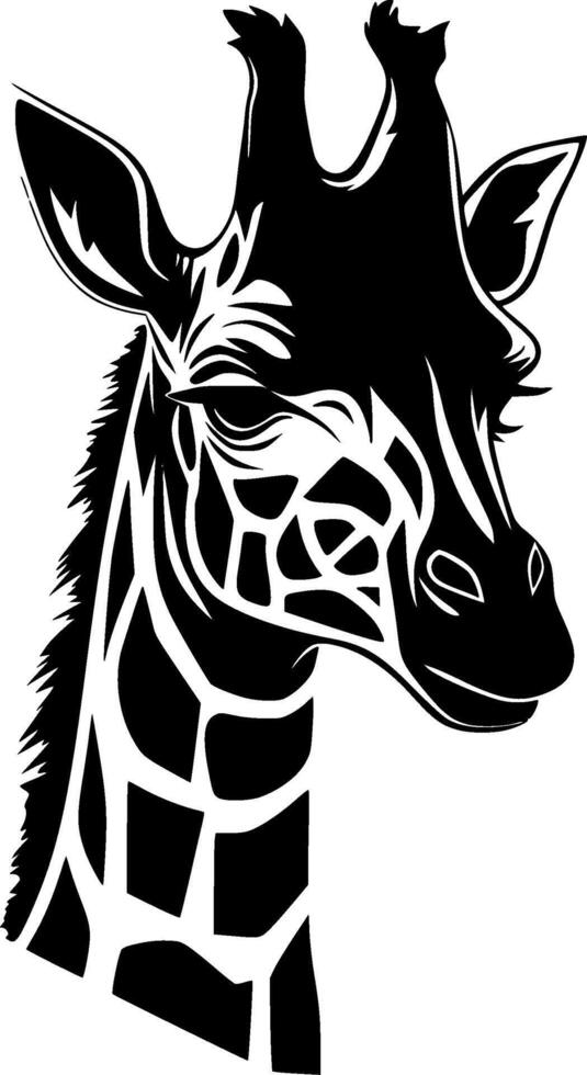 girafe - noir et blanc isolé icône - vecteur illustration