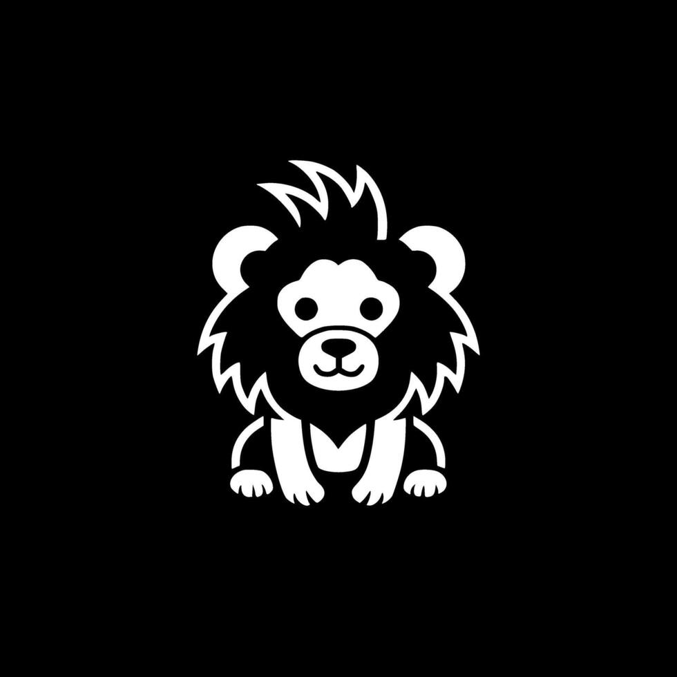 Lion bébé - minimaliste et plat logo - vecteur illustration