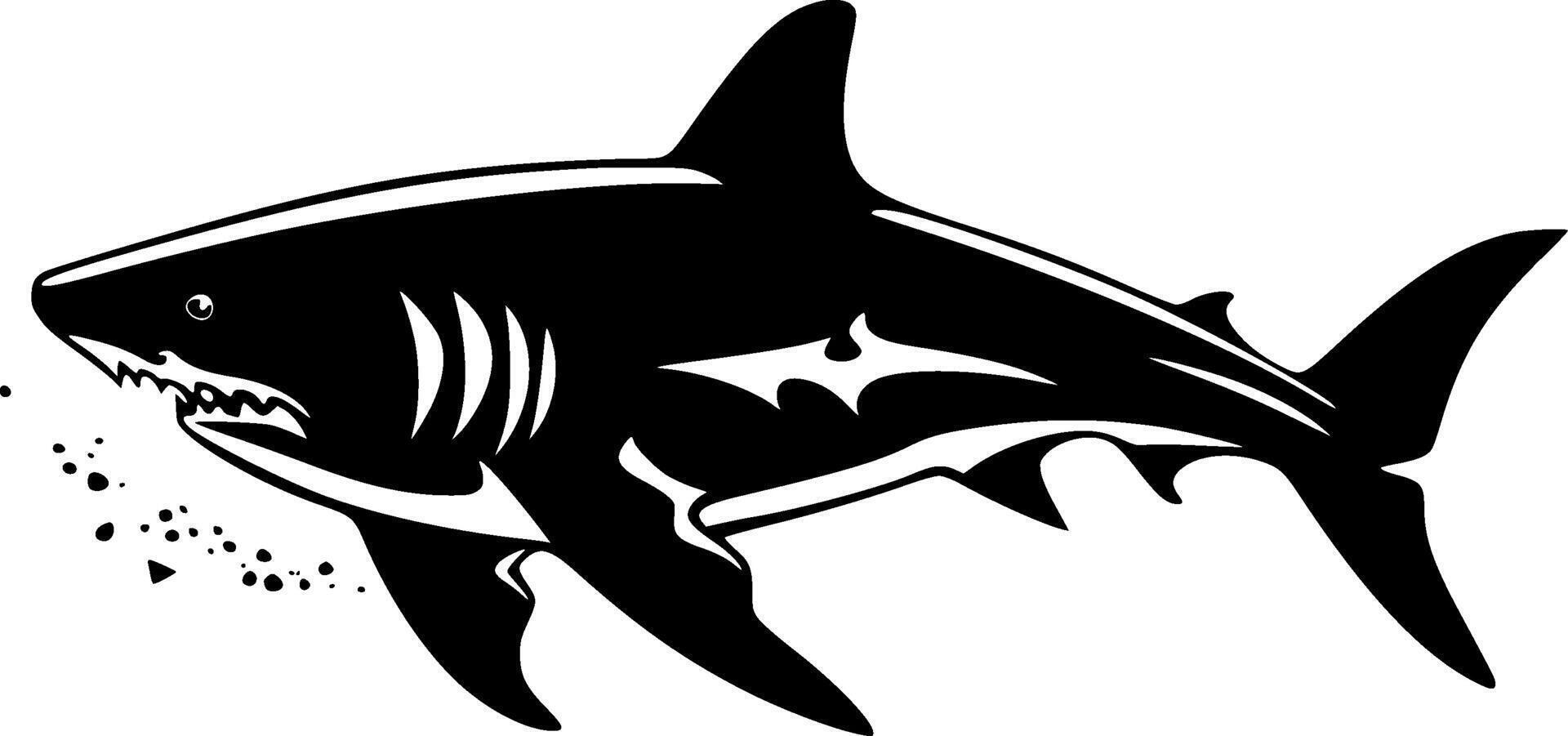 requin - noir et blanc isolé icône - vecteur illustration