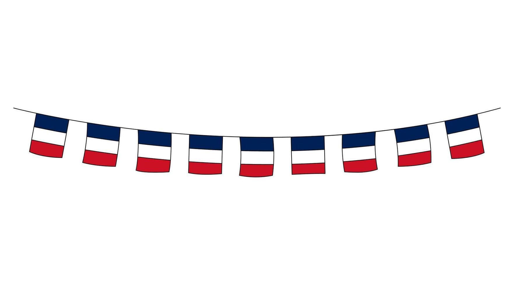 France pays griffonnage pendaison drapeaux. français tricolore bruant, banderole. vecteur illustration. décoratif fête bannière conception élément isolé sur blanc Contexte