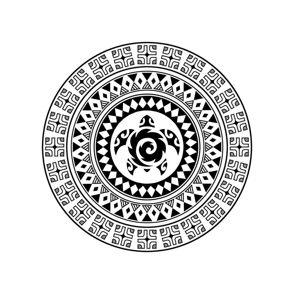 rond tatouage ornement avec tortue maori style. africain, aztèques ou maya ethnique style. vecteur