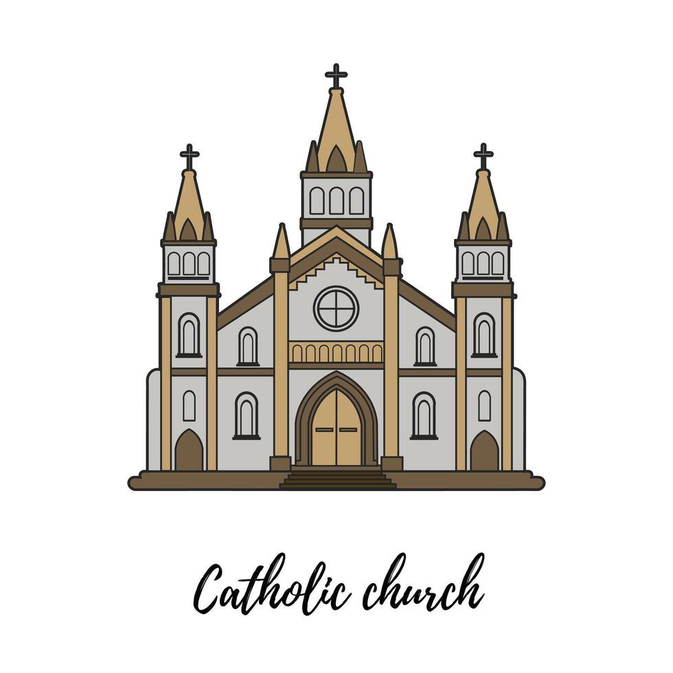 catholique église sur une blanc Contexte. vecteur illustration. Facile lignes, génial pour tout conceptions, pour la toile.