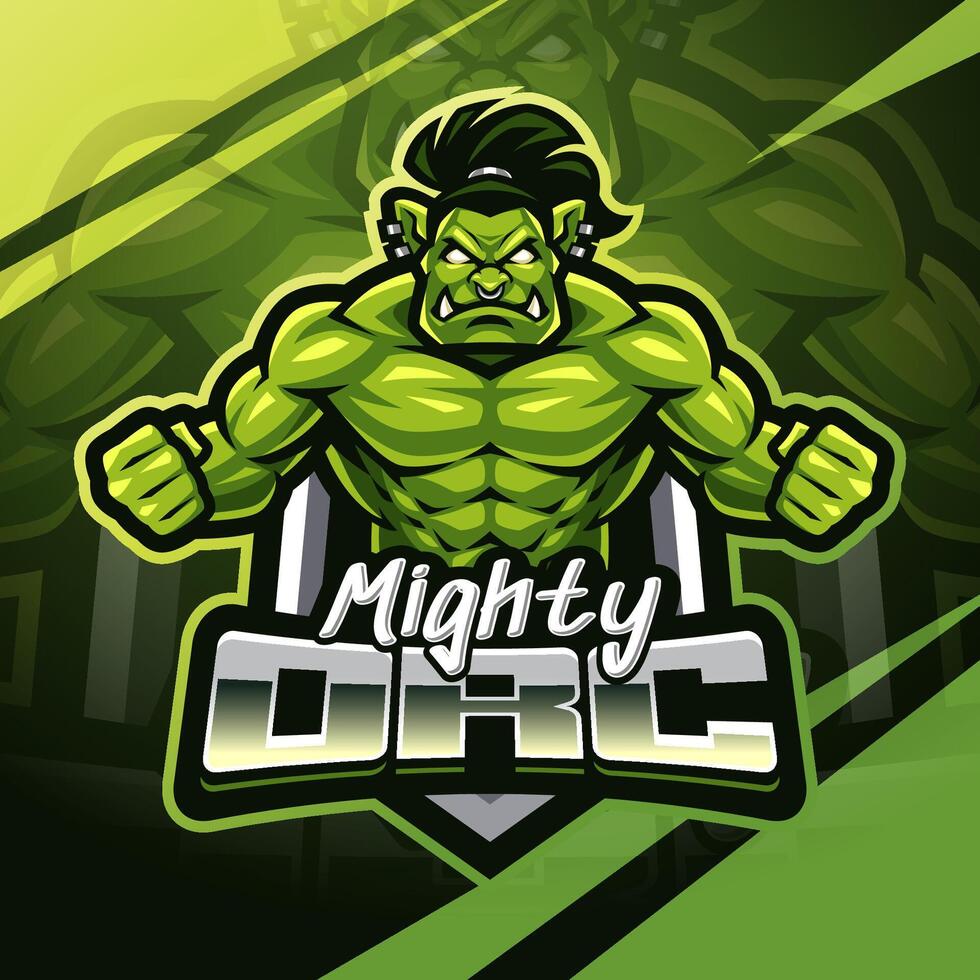 puissant orc esport mascotte logo conception vecteur