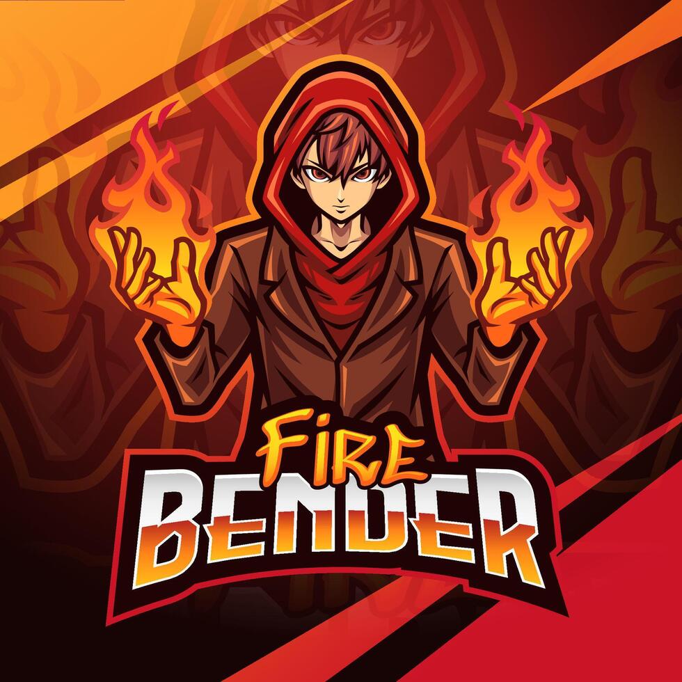 maître du feu esport mascotte logo conception vecteur