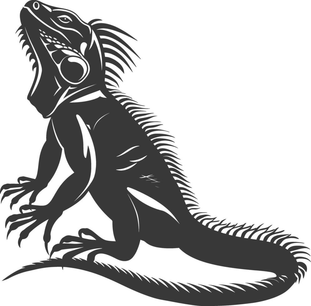 ai généré silhouette iguane animal noir Couleur seulement plein corps vecteur